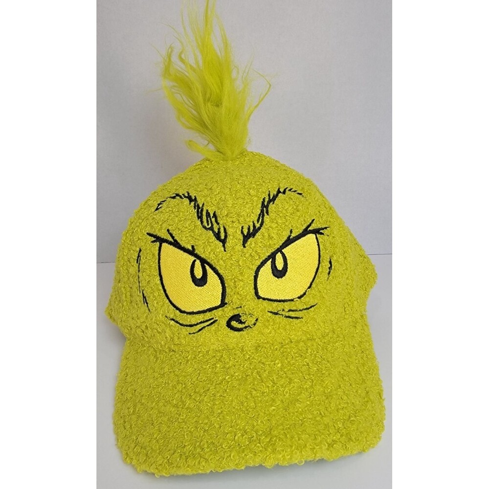 Dr. Seuss The Grinch Furry Snapback Hat Cap Green Holiday Christmas One Size